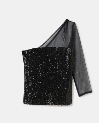 Top asimetric cu paiete si transparente Top asimetric cu paiete si transparente