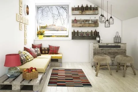 Living cu mobilier reciclat
