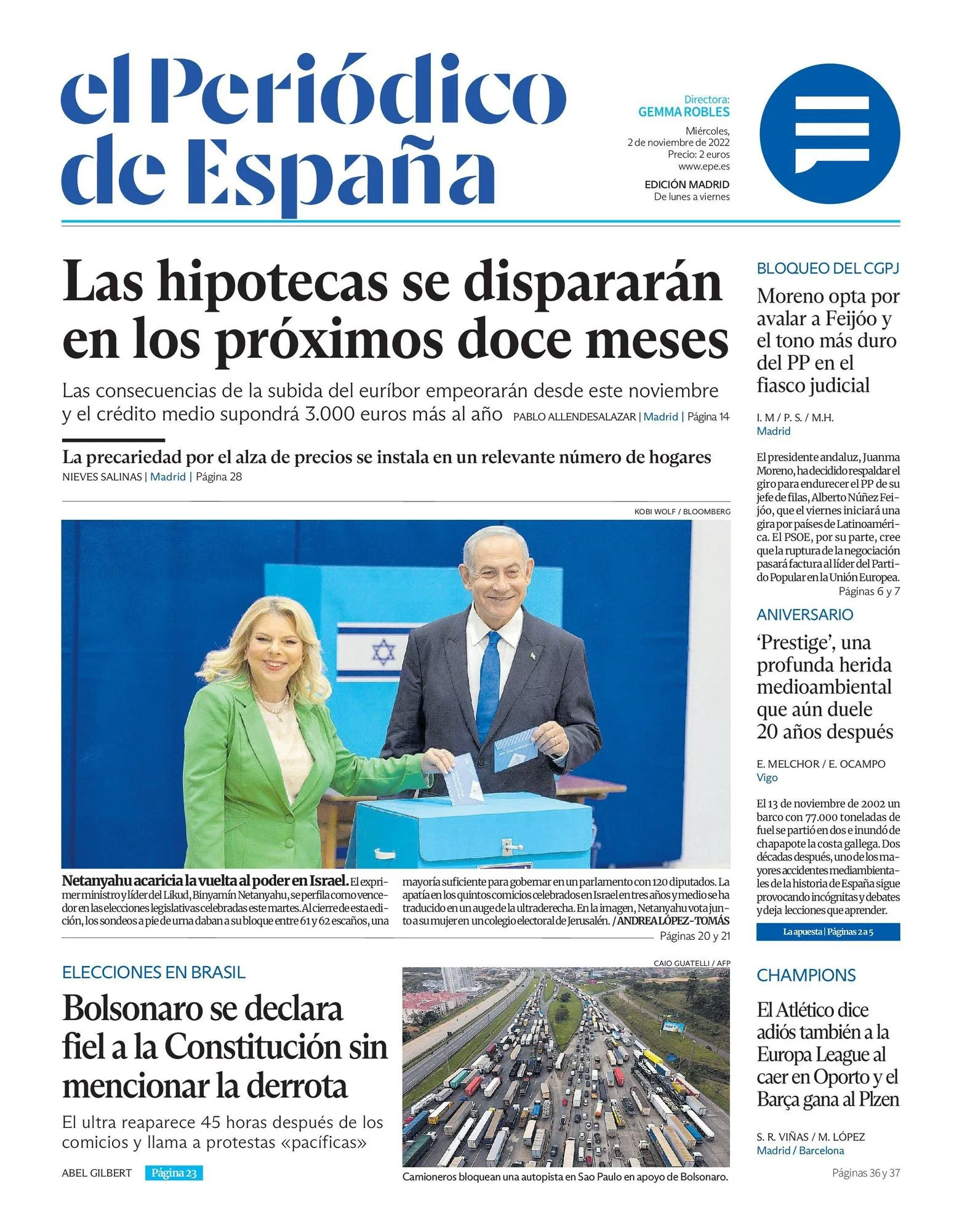 EL PERIÓDICO DE ESPAÑA pentru astăzi, miercuri, 2 noiembrie 2022