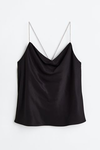 Top din satin cu bretele din strass Top din satin cu bretele din strass