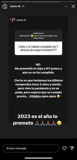 fabio îi răspunde lui violet pe instagram