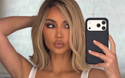 Kim Kardashian a promovat pe Instagram colecția Micro Fits Everybody în lenjerie roz
