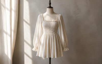 Rochia mini bufantă de tip smock este propusă ca piesa esențială a verii