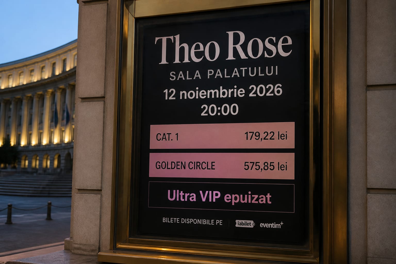 Biletele Ultra VIP pentru concertul lui Theo Rose de la Sala Palatului s-au epuizat deja